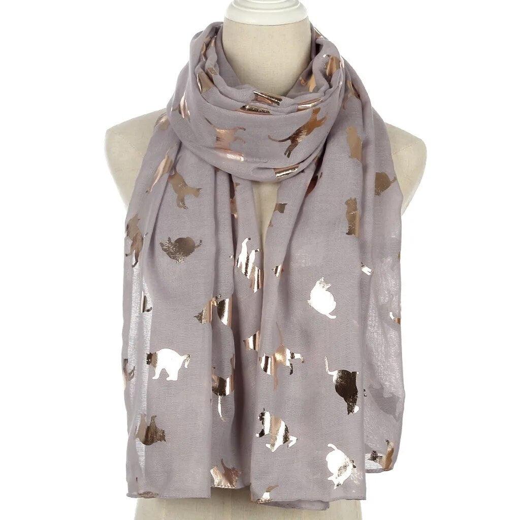 Silver Cat Printed Shawl Scarf, 8 Colors - Just Cats - Gifts for Cat Lovers