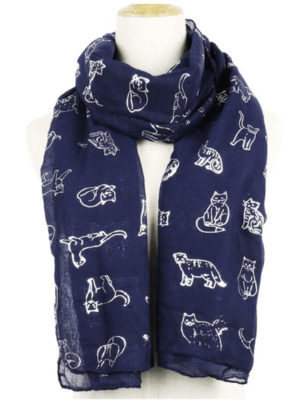 Silver Cats Outliune Shawl Scarf, 5 colors - Just Cats - Gifts for Cat Lovers