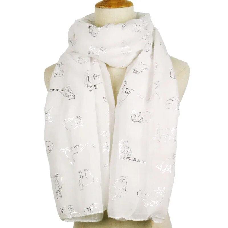 Silver Cats Outliune Shawl Scarf, 5 colors - Just Cats - Gifts for Cat Lovers