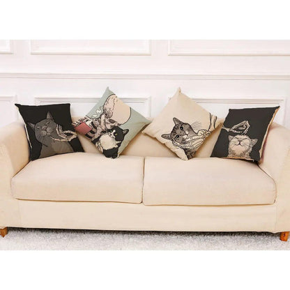 Skeletons and Cat Throw Pillowcase - Just Cats - Gifts for Cat Lovers