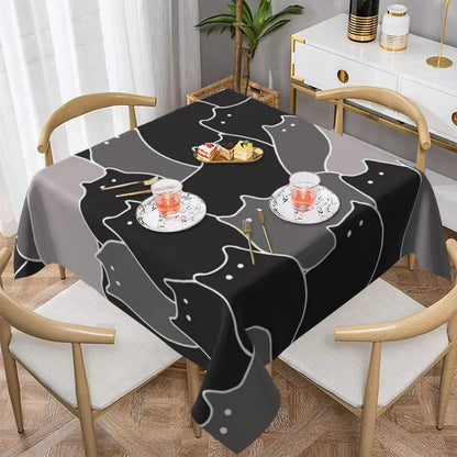 Spider Web Black Cat Linen Tablecloth Halloween Print Party Holiday Decoration Tablecloth Washable Rectangular Tablecloth - Just Cats - Gifts for Cat Lovers