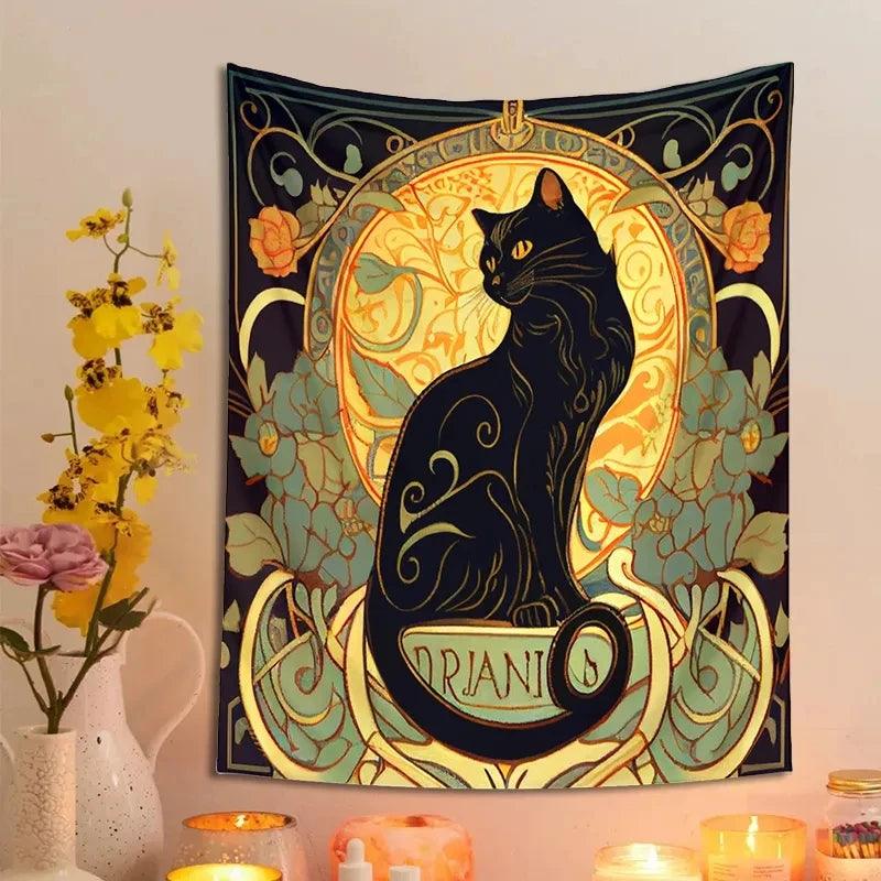 Stained Glass Style Cat Print Tapestry, 4 Styles - Just Cats - Gifts for Cat Lovers