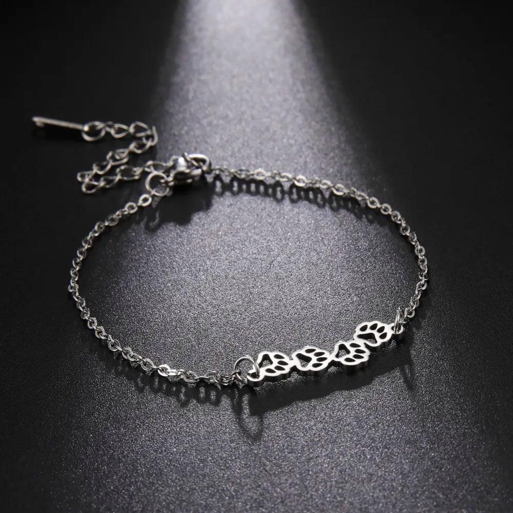 Stainless Steel Hollow Paw Bracelet - Just Cats - Gifts for Cat Lovers