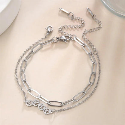 Stainless Steel Hollow Paw Bracelet - Just Cats - Gifts for Cat Lovers