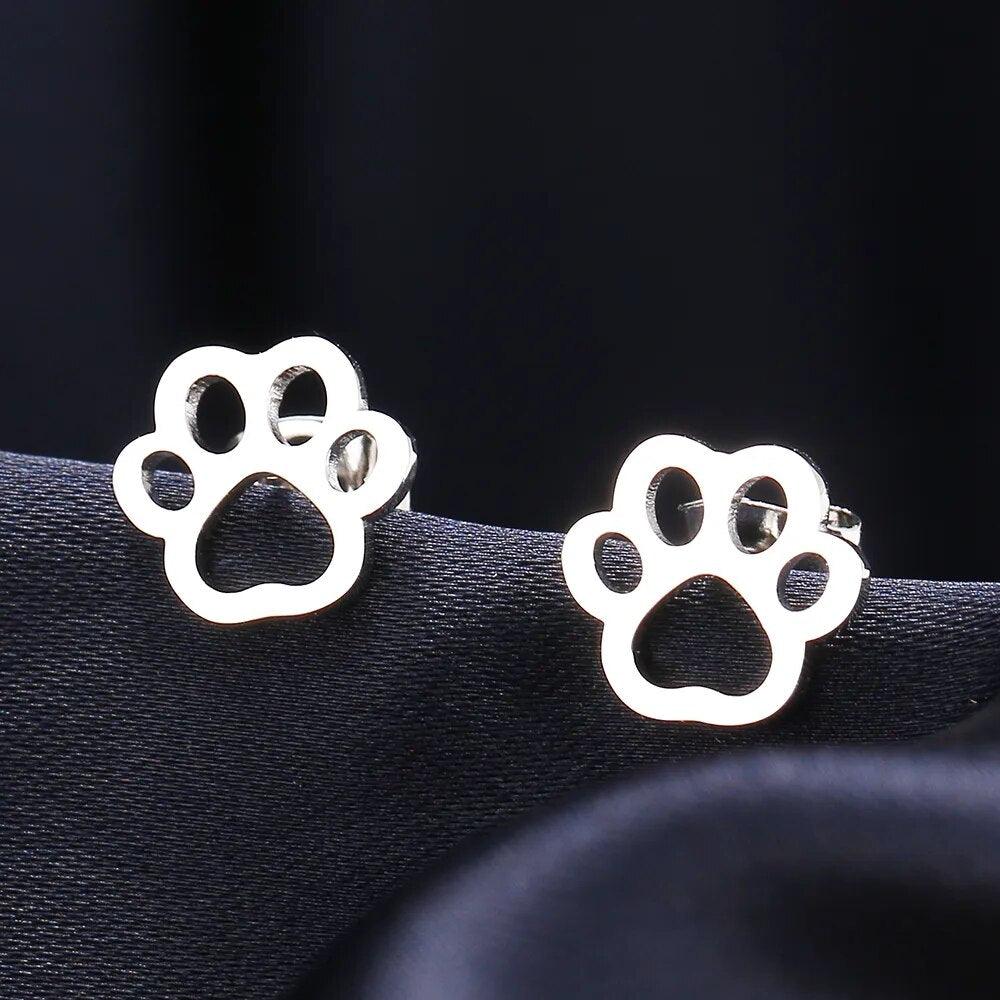 Stainless Steel Paw Earrings - Just Cats - Gifts for Cat Lovers