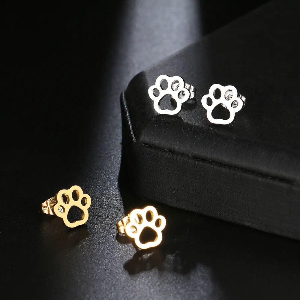 Stainless Steel Paw Earrings - Just Cats - Gifts for Cat Lovers