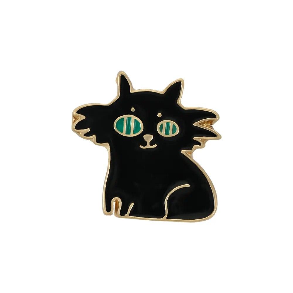 Various Black &amp; White Cartoon Cat Pins, 22 Designs - Just Cats - Gifts for Cat Lovers