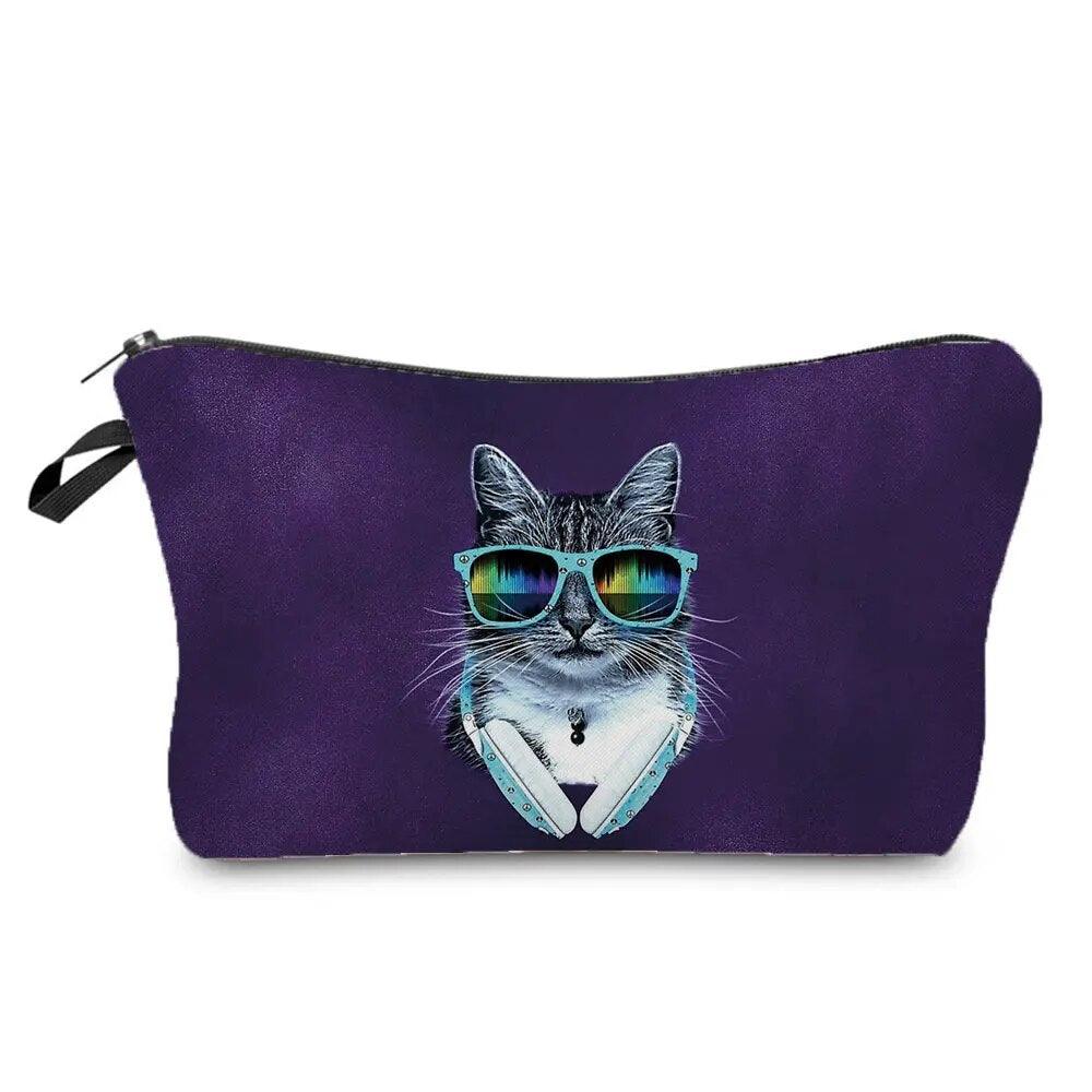 Various Coloful Cat Printed Travel Pouches/Cosmetic bag, 17 Designs - Just Cats - Gifts for Cat Lovers