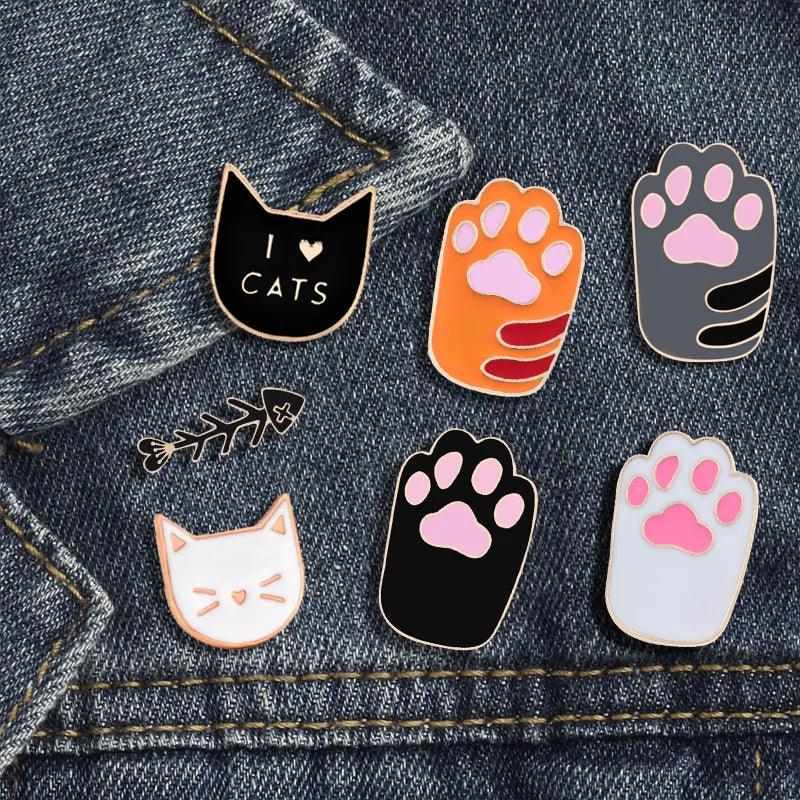 Various Cute Cartoon Cat Pins, 17 Designs - Just Cats - Gifts for Cat Lovers