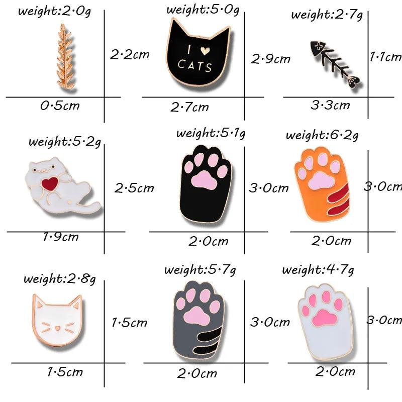 Various Cute Cartoon Cat Pins, 17 Designs - Just Cats - Gifts for Cat Lovers