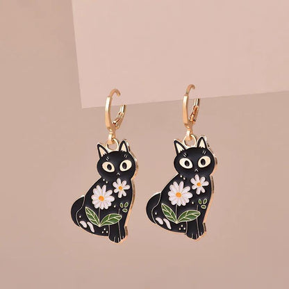 Various Enamel Cat Dangle Earrings, 24 Designs - Just Cats - Gifts for Cat Lovers