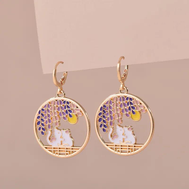 Various Enamel Cat Dangle Earrings, 24 Designs - Just Cats - Gifts for Cat Lovers