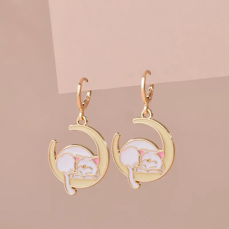 Various Enamel Cat Dangle Earrings, 24 Designs - Just Cats - Gifts for Cat Lovers