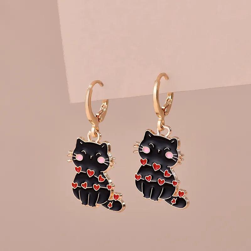 Various Enamel Cat Dangle Earrings, 24 Designs - Just Cats - Gifts for Cat Lovers