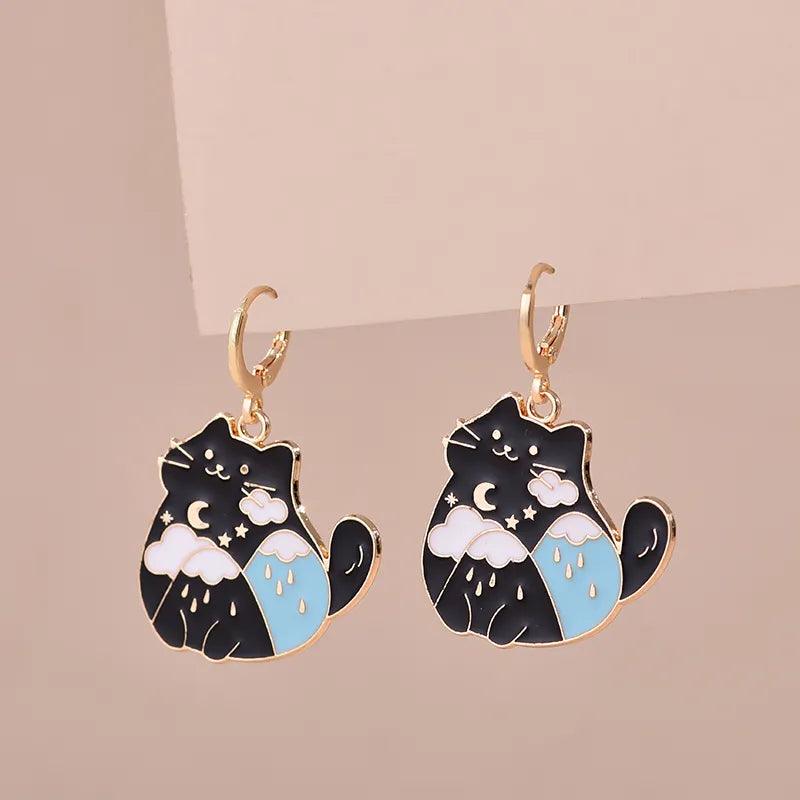 Various Enamel Cat Dangle Earrings, 24 Designs - Just Cats - Gifts for Cat Lovers