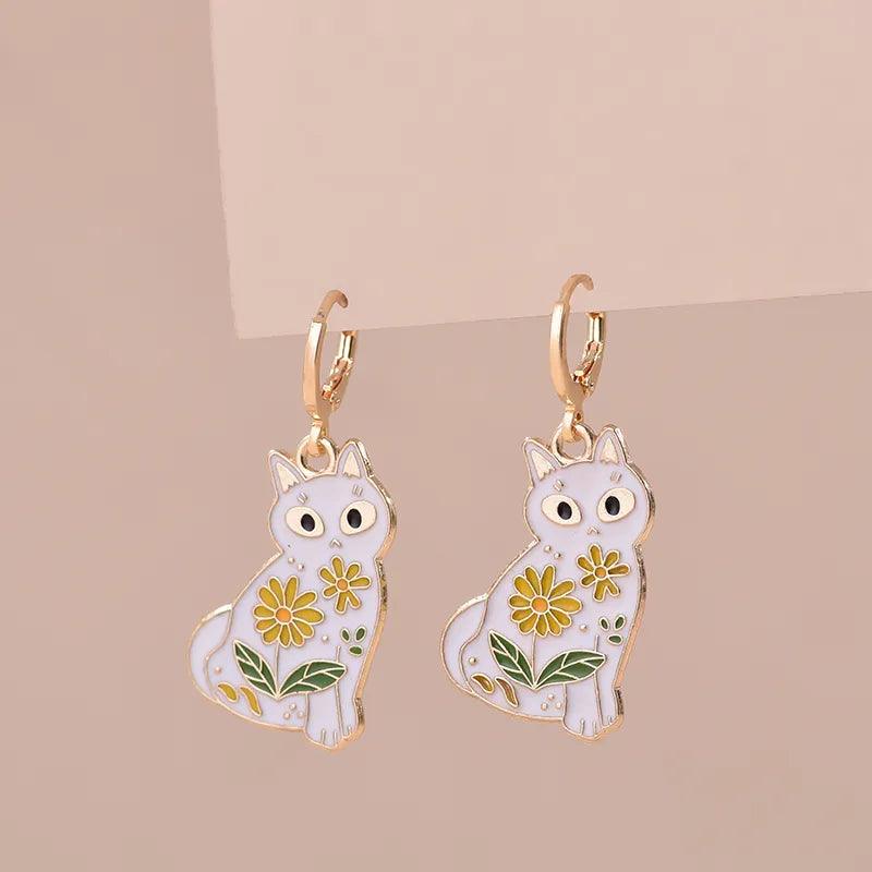 Various Enamel Cat Dangle Earrings, 24 Designs - Just Cats - Gifts for Cat Lovers