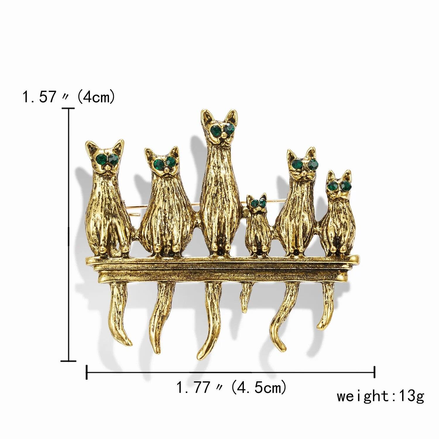 Various Rhinston Cat Brooches, 12 Designs - Just Cats - Gifts for Cat Lovers