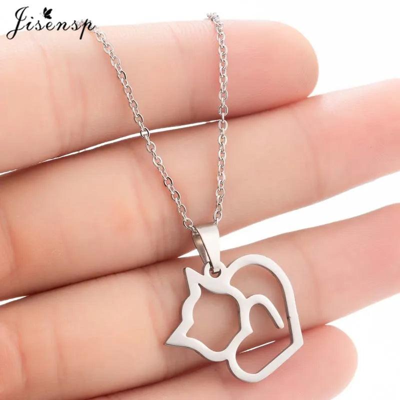 Various Stainless Steel Cat Necklaces, Silver/Gold, 10 designs - Just Cats - Gifts for Cat Lovers