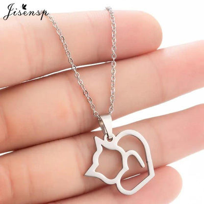 Various Stainless Steel Cat Necklaces, Silver/Gold, 10 designs - Just Cats - Gifts for Cat Lovers