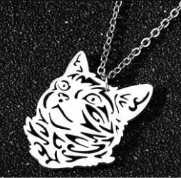 Various Stainless Steel Cat Necklaces, Silver/Gold, 10 designs - Just Cats - Gifts for Cat Lovers