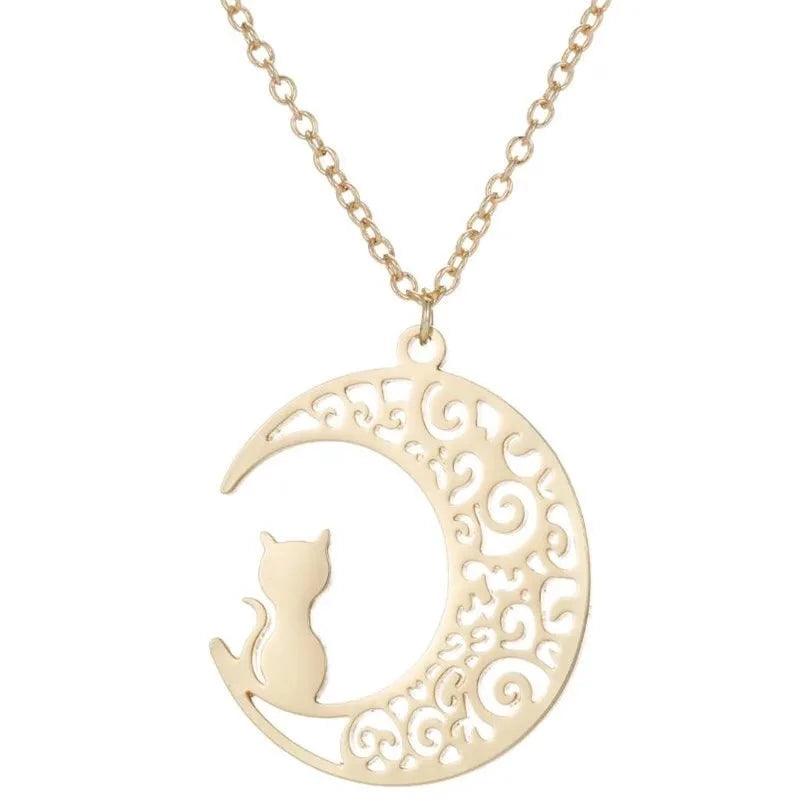 Various Stainless Steel Cat Necklaces, Silver/Gold, 10 designs - Just Cats - Gifts for Cat Lovers