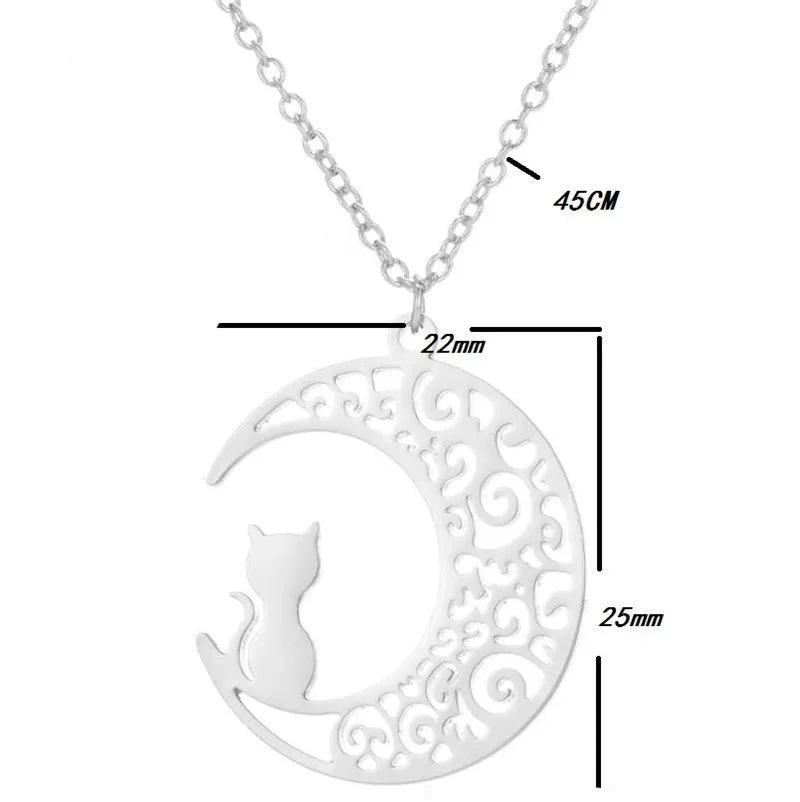 Various Stainless Steel Cat Necklaces, Silver/Gold, 10 designs - Just Cats - Gifts for Cat Lovers