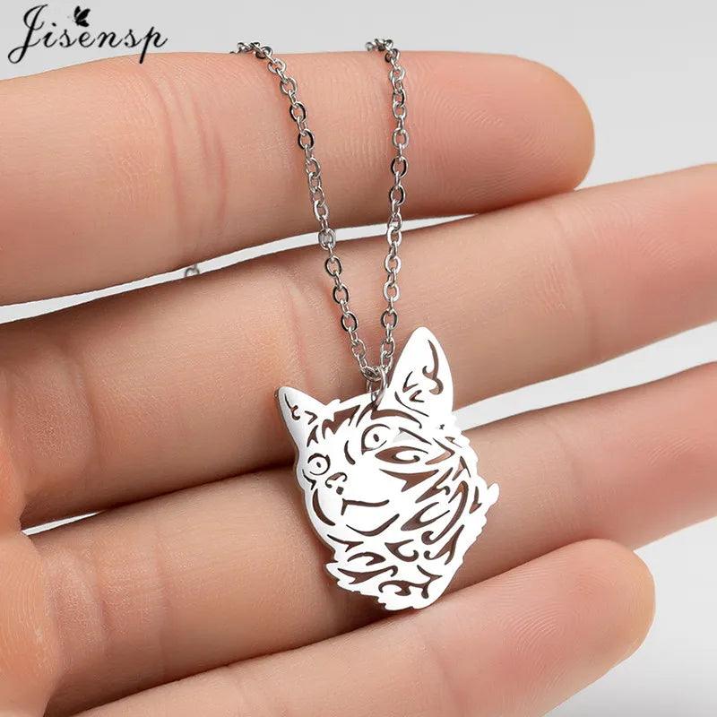 Various Stainless Steel Cat Necklaces, Silver/Gold, 10 designs - Just Cats - Gifts for Cat Lovers