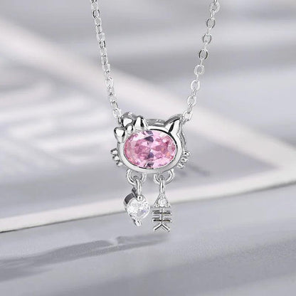 Verious Hello Kitty Silver &amp; Crystal Necklaces, 10 Desings - Just Cats - Gifts for Cat Lovers