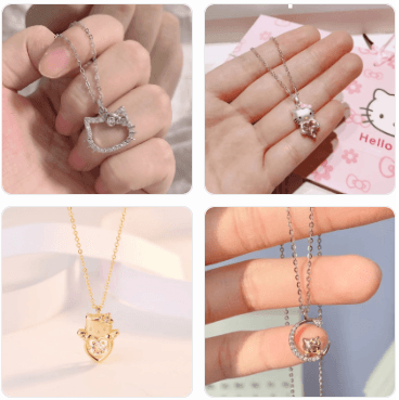 Verious Hello Kitty Silver &amp; Crystal Necklaces, 10 Desings - Just Cats - Gifts for Cat Lovers