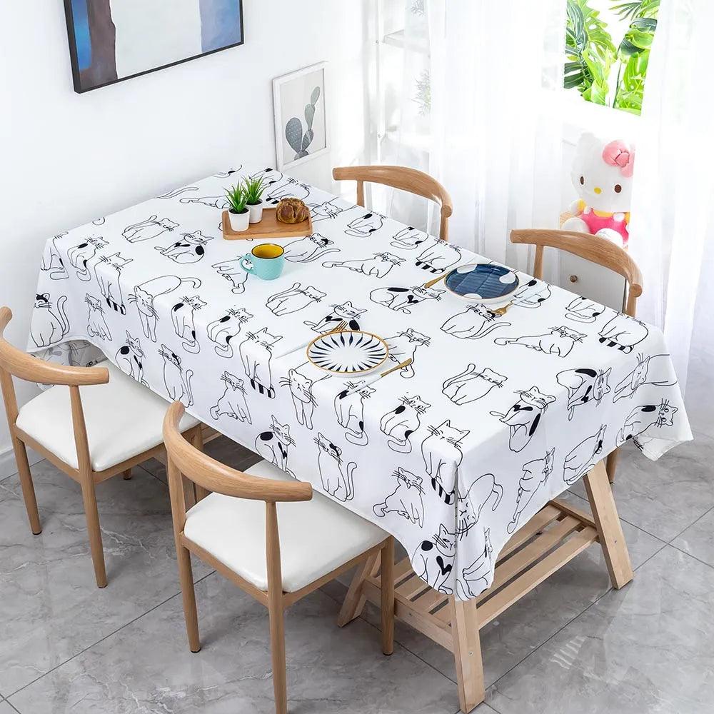 White and Black Cats Waterproof Tablecloth - Just Cats - Gifts for Cat Lovers