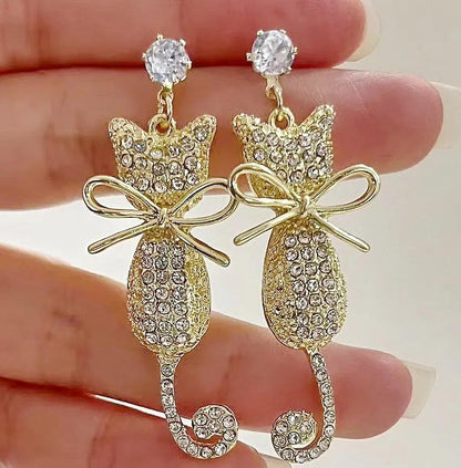 Zircon Drop Cat Earrings - Just Cats - Gifts for Cat Lovers