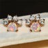 Zirconia and Opal Rose Gold Paw Print Stud Earrings, 6 colors - Just Cats - Gifts for Cat Lovers