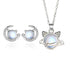 Zirconia Pearls and Austrain Crystal Necklace and Earrings Set, Silver/Rose Gold - Just Cats - Gifts for Cat Lovers