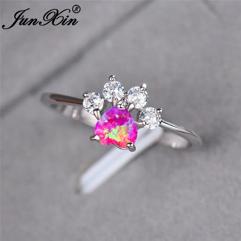 Zirconia/Opal 925 Sterlig Silver Pew Rings. 7 colors - Just Cats - Gifts for Cat Lovers